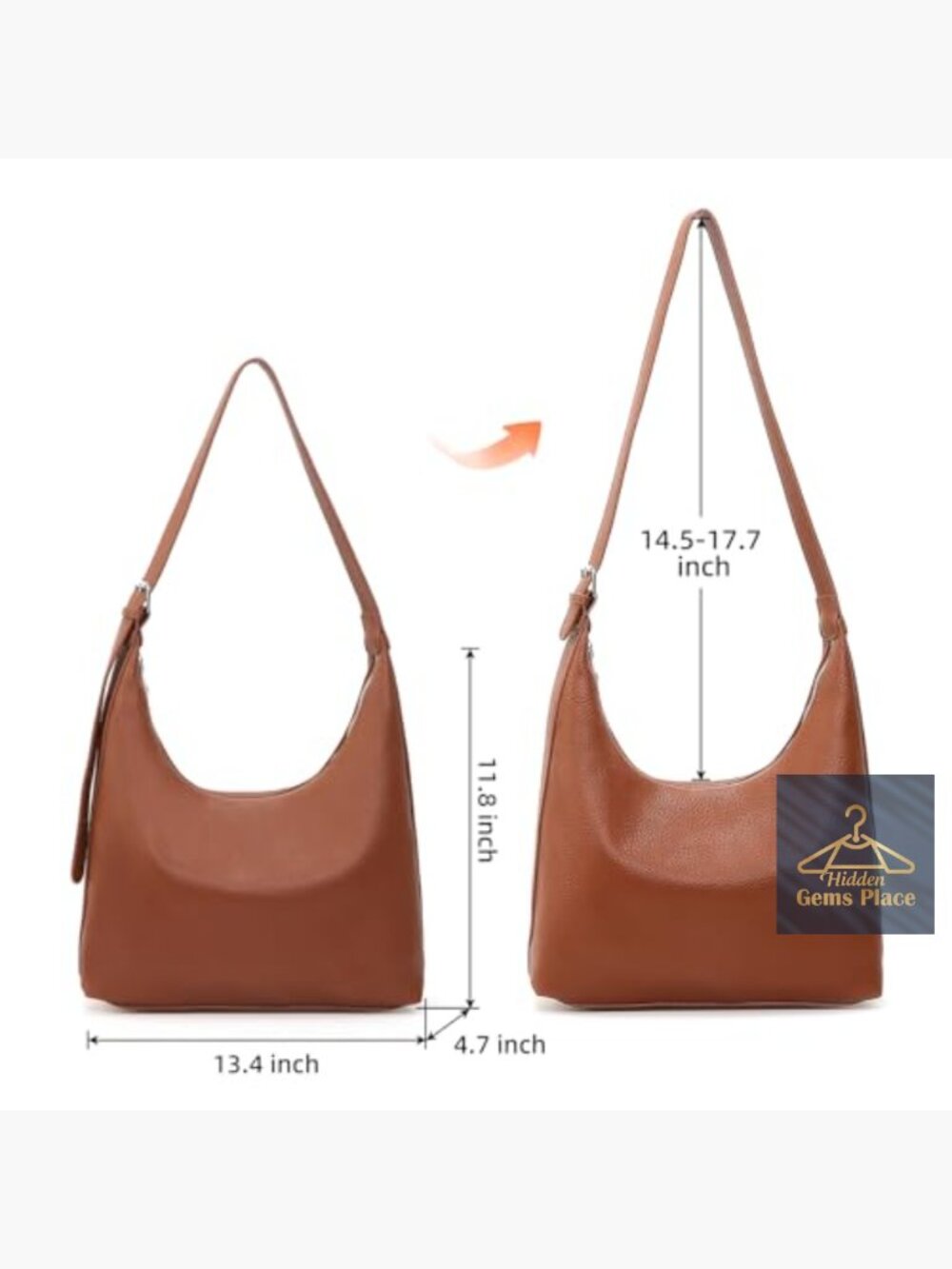 Small Crescent Hobo Shoulder Bag with Adjustable Strap Faux Leather Tote - Picture 4 of 5